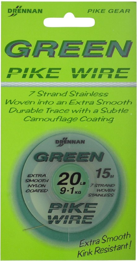 Drennan Green Pike Wire 15m 28lb 0,45mm 12,7kg van Merkloos