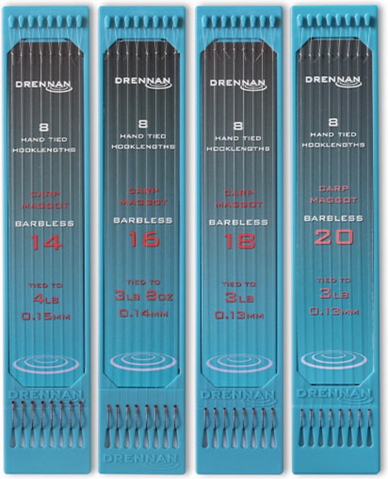 Drennan Onderlijnen Carp Maggot Barbless (15cm) - Maat : haak 18 - 0.13mm