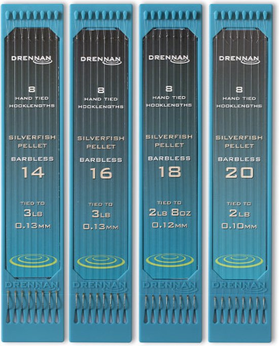 Drennan Onderlijnen Silverfish Pellet Barbless (15cm) - Maat : haak 20 - 0.10mm