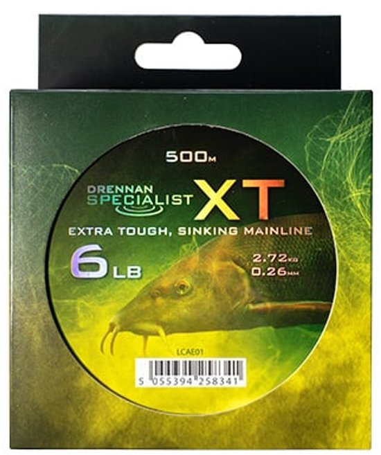 Drennan Specialist XT Sinking Mainline – Slijtvaste Zinkende Hoofdlijn voor Grote Vis - Maat : 12lb