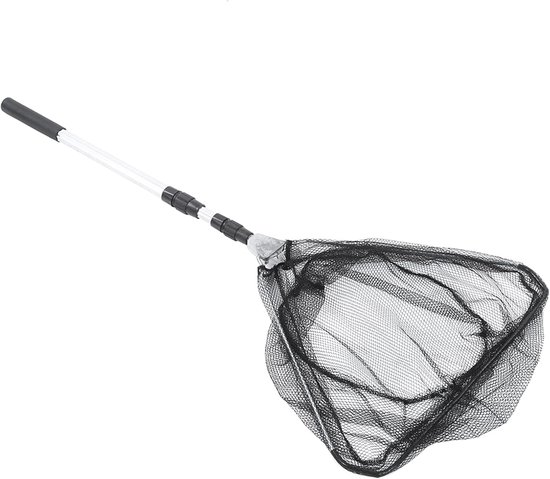 Driehoekig Visschepnet - Opvouwbaar Net - Vissen en Loslaten - Telescopische Aluminium Steel - Tot 150 cm - Zwart