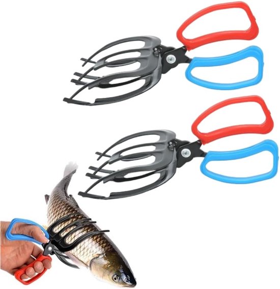 Drietandige vistang, multifunctionele drietandige antislip vistang, metalen vistang voor het vastgrijpen van vis en het beheersen van de grip, visaccessoires (set van 2 drietandige tangen). van Merkloos