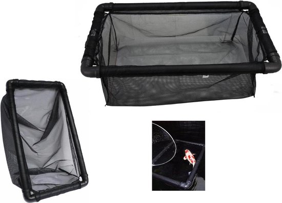 Drijvend inspectienet 80 x 40 x 30 cm - schepnet zwart - Koi Net Supplies van Koi Net Supplies