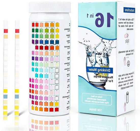 Drinkwaterteststrips 16-in-1 voor waterkwaliteit, totale hardheid, nitraat, lood en koper analyseren van Merkloos