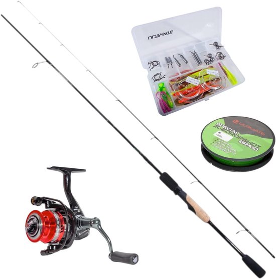 Dropshot Hengel Set - Roofvis Uitrusting - Baars Snoekbaars Vissen - Complete Vissers Set - 1.90m 5-15g - Veelkleurig