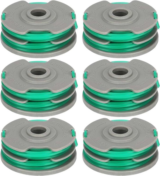 Dubbele draadspoel geschikt voor Flymo Contour 600HD, Contour 580E (CTE27), Contour 650E (CTE30), Power Trim 600HD, CTHD26 grastrimmer, reservedraadspoel lengte 6 m Ø 2 mm (6 spoelen)