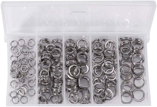 Dubbele splitringen set van 200 stuks, roestvrijstalen verbindingsringen voor sleutelhangers en sieraden maken