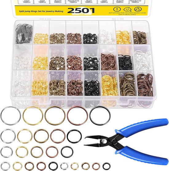 Dubbele Splitringen voor Sieraden Maken - 5mm, 8mm, 10mm en 14mm - Perfect voor Sleutelhangers en DIY Creaties