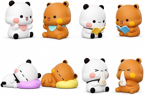 Dudu figuren, schattige Bubu Dudu-decoratie, schattige minifiguren, auto-dashboarddecoraties, panda-beer, Kawaii, cadeaus voor koppels, kinderen, meisjes, jongens, kantoor, bureau, kamerdecoratie