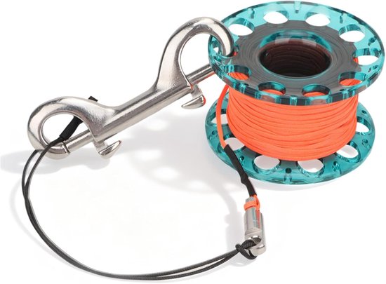 Duikspoel met vingerspoel, 30 m duurzaam plastic snorkelduikvingerspoel met duiker Onderwateraccessoire(Blauw)