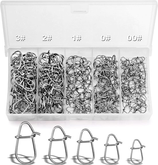 Duo Lock Sea Fish Gourd Pin Clips - 200 Stuks in 5 Maten voor Vissen, Loodjes en Aasverbindingen
