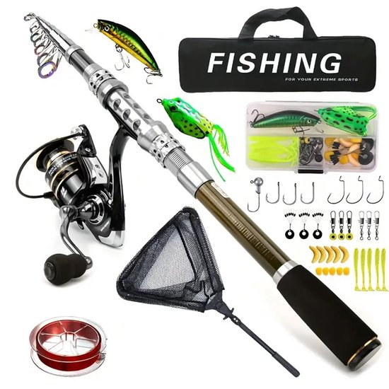 Dutchers® 38-delige Telescopische Vishengel set - Compleet Visserspakket voor Beginners & Gevorderden - Werphengel met molen - Vissen - Visnet - Visspullen - Hengel voor Roofvissen - Hengelsport - Hengelset