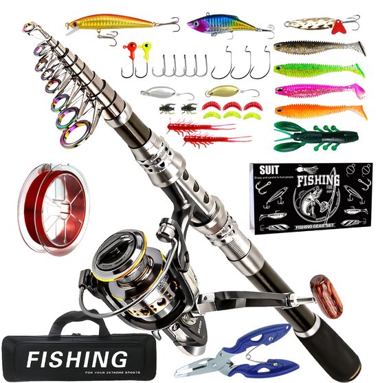 Dutchers® Werphengel 180cm met molen - 35-delige Telescopische Vishengel set - Vissen - Visspullen - Hengel voor Roofvissen - Hengelsport - Hengelset van Dutchers®