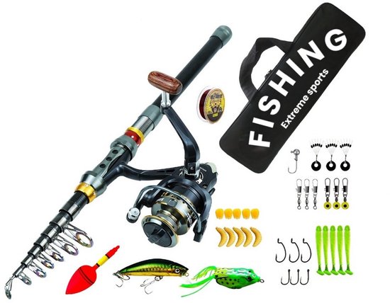 Dutchers® Werphengel 300cm met molen - 37-delige Telescopische Vishengel set - Vissen - Visspullen - Hengel voor Roofvissen - Hengelsport - Hengelset van Dutchers®