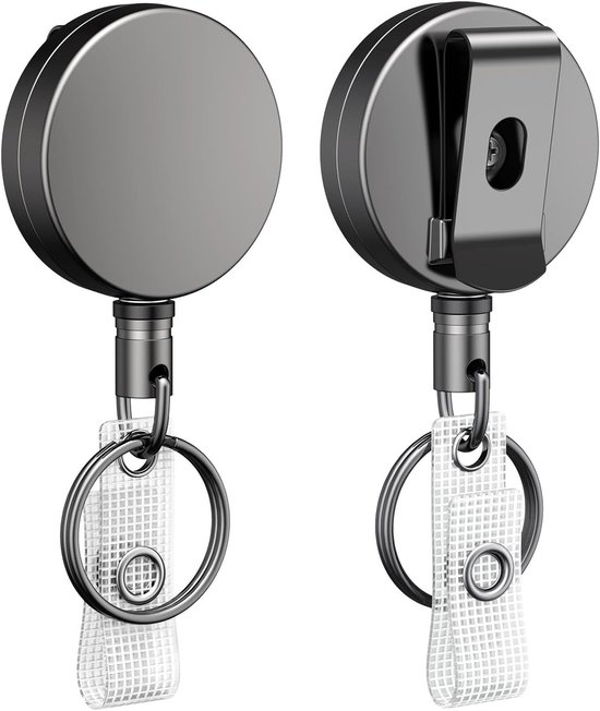 Duurzame metalen retractable badge reel voor ID-kaart en sleutelhanger met roestvrijstalen veer, 70 cm nylon touw en stevige clip