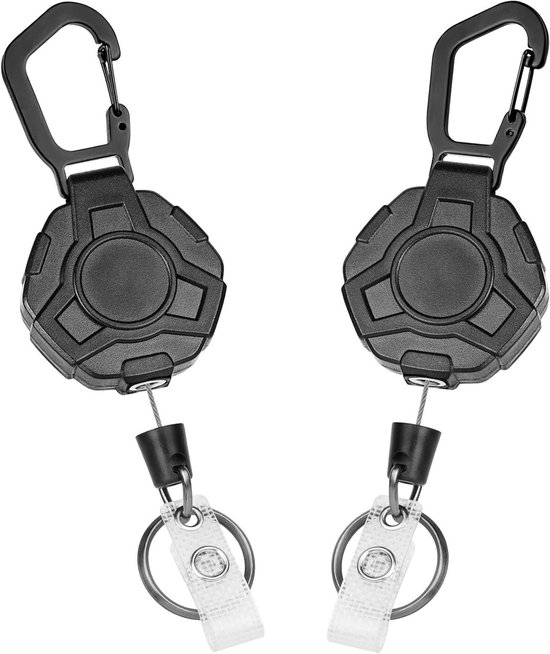 Duurzame Retractable Badge Holder Set van 2, Ideaal voor Sleutels en ID Kaarten, Handige ID Badge Reel met Clip en Heavy Duty Ontwerp van Merkloos