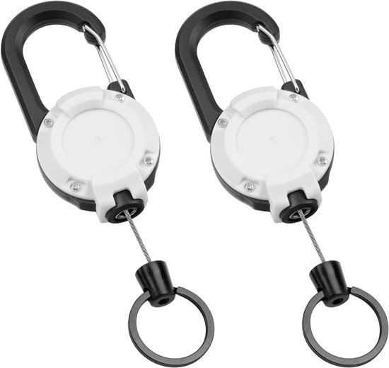 Duurzame Retractable Sleutelhanger en ID Badge Reel, 2 Stuks, Ideaal voor Sleutels en Identiteitskaarten, Handig en Stevig Ontwerp van Merkloos