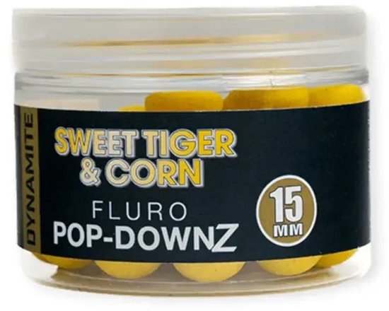 Dynamite Baits Fluro Pop-DownZ | 15mm Sweet Tiger & Corn