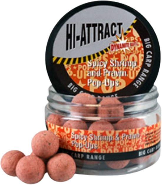 Dynamite Baits Hi-attract Pop-ups Spicy Shrimp & Prawn 15mm van Dynamite Baits