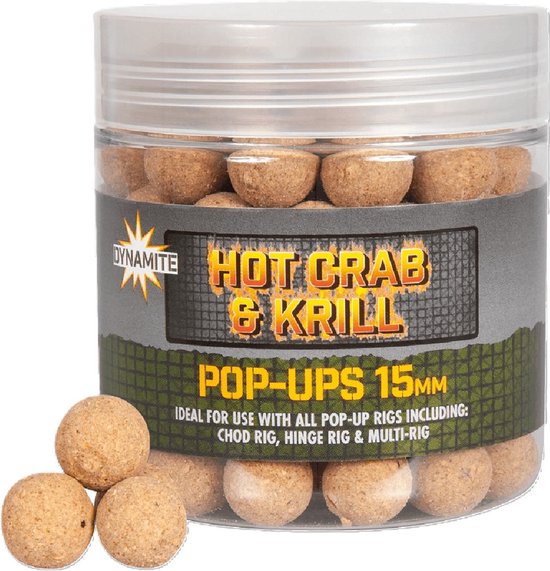 Dynamite Baits Hot Crab & Krill Pop Ups 15mm van Dynamite Baits