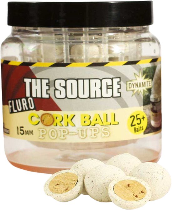 Dynamite Baits The Source Fluro White Corkball Pop-ups 15mm van Dynamite Baits