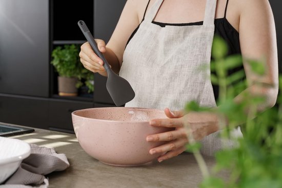 E980222 Spatel groot, duurzaam tarwestro/siliconen, spatel voor koken en mengen met hittebestendige siliconen kop, Beluga grijs, 31 cm x 6 cm, vaatwasmachinebestendig, 5 jaar garantie