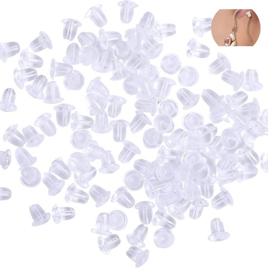 Earring Stoppers voor Oorbellen - Rubber Stopper Plugs tegen Oorbellen die Vallen - 100 Stuks Transparant Wit 5mm x 5mm van Merkloos