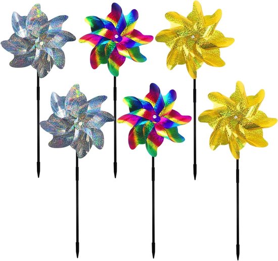 Effectieve Vogelafschrikking met 6 Windmolens voor Tuin en Fruitboomgaard in Diverse Kleuren