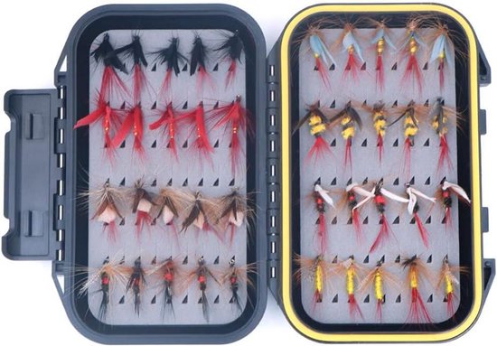 EGoods - Fly vissen lokken set met 40 stuks vliegen in waterdichte box - vliegvis kit - streamer assortiment