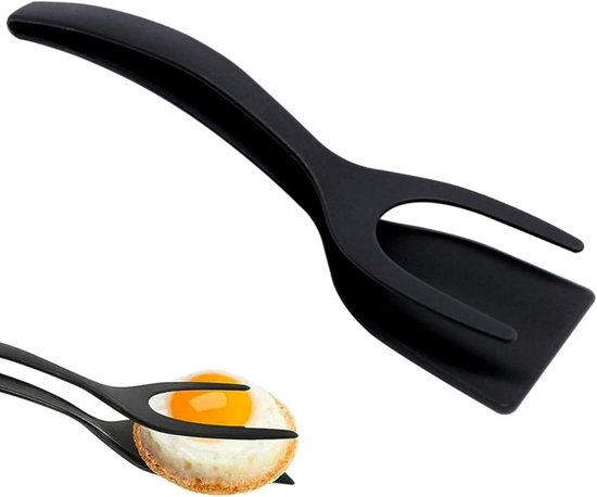 Ei, Spatel Gebakken Spatel, 2 In 1 Tang Keuken Tool voor Gegrild Brood Taart Zwart