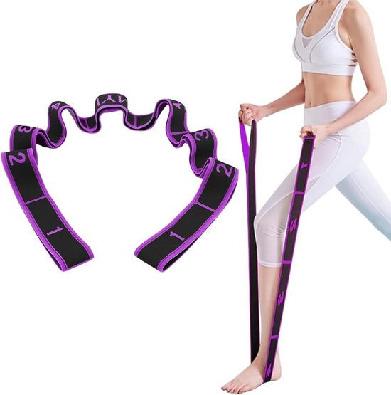 Elastic Resistance Bands - 9 Elastische Ringen voor Fitness, Yoga en Pilates - Hoogwaardige Rekbare Sportband in Paars, Maat S