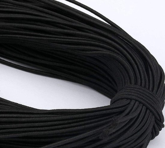 Elastic Rope 2mm Bungee Shock Cord voor DIY Projecten - 45 Yards Polyester Touw in Wit/Zwart