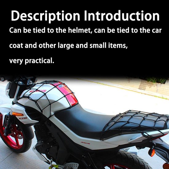 Elastisch Bagagenet voor Motor, Fiets en Scooter - 30x30cm met Haken van Merkloos
