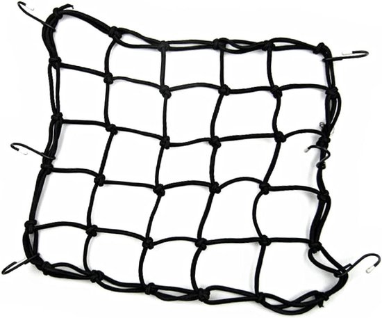 Elastisch Bagagenet voor Motorfiets en Fiets - Zwarte Cargo Bungee met Haken