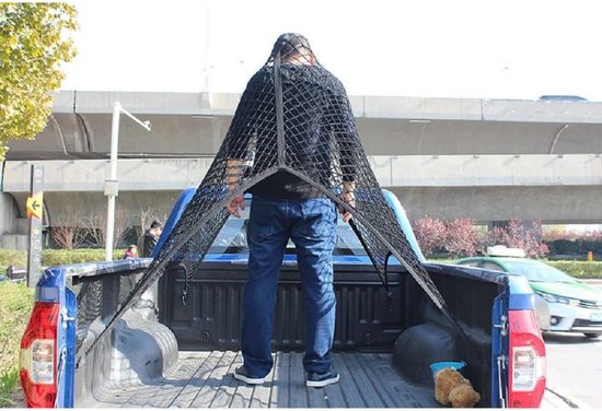 Elastisch Bagagenet voor Vrachtwagen en Pick-up - Uitrekbaar 120x120 cm tot 200x200 cm - Zwart Laadnet