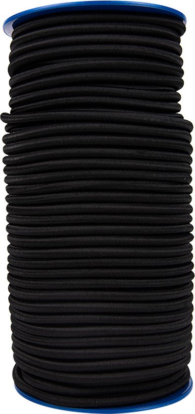 Elastisch koord 10mm zwart - 100 meter op spoel