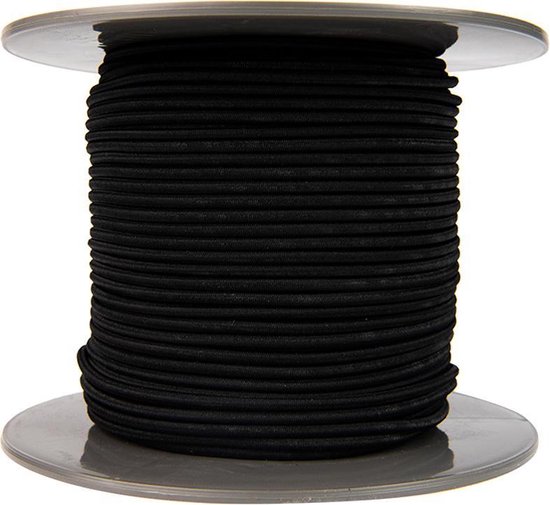 Elastisch koord 4mm zwart op rol - 10 meter van Merkloos