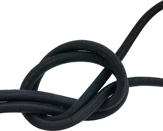 Elastisch koord 8mm zwart - 10 meter van Merkloos