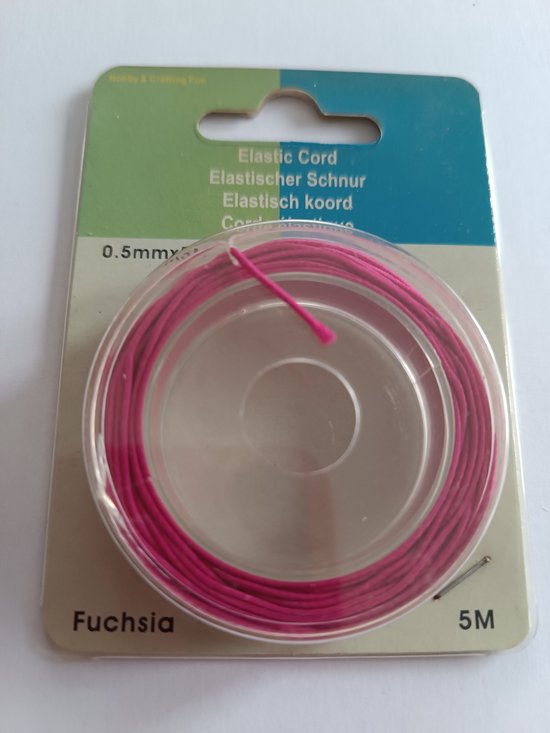 Elastisch koord Fuchsia 1 mm 5 meter van Merkloos