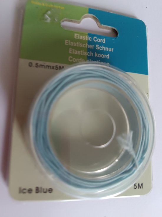 Elastisch koord ice blue 1 mm 5 meter van Merkloos