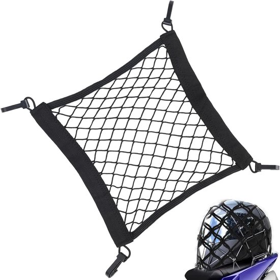 Elastisch Luggage Net voor Fiets en Motor, Stretchable Opslagnet met Haken voor Helm en Bagage, 29x31cm