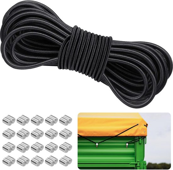 Elastisch Rubberen Koord voor Aanhangerzeil en Dekzeilen - Ideaal voor Camping en Zwembadafdekking (8 mm x 10 m)