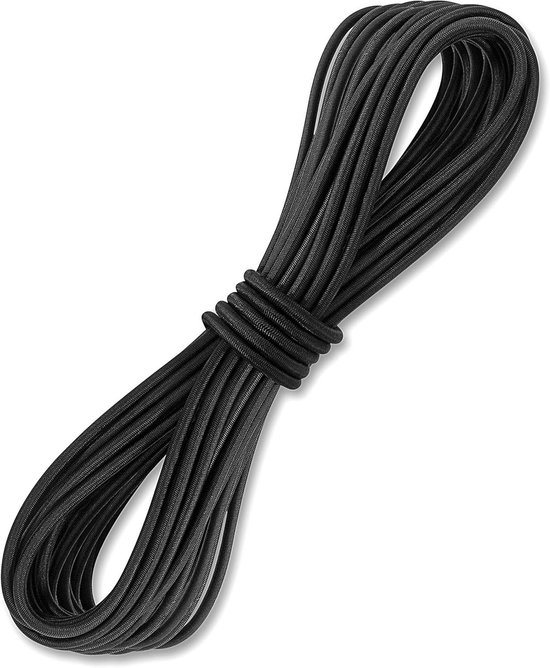 Elastisch Touw - Rond Touw Bungee Koord - Bevestigen van Voorwerpen - Hoge Elasticiteit - 10m x 4mm - Zwart