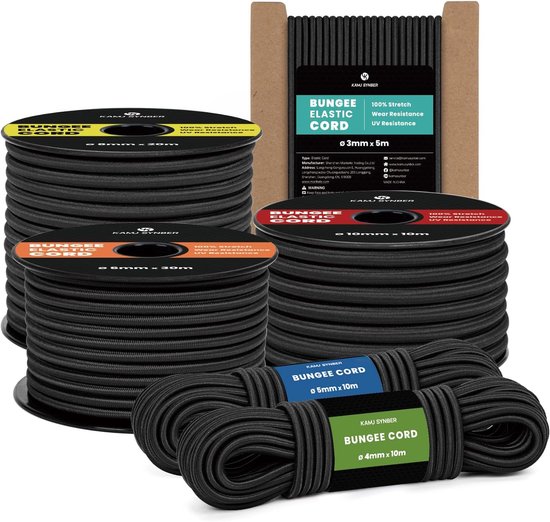 Elastisch Touw - Spanband Koord - Vastbinden Zeil - UV- en Vochtbestendig - 5mm x 10m - Zwart