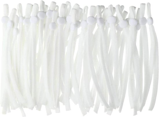 Elastische band met koordstoppers - Verstelbare gespen Naaidraad - DIY knutselprojecten - Antislip siliconen - 5mm breed 10cm lang - Wit