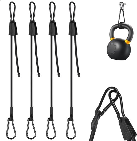 Elastische Spanbanden met Karabijnhaak - Zwart - 100 cm - Verstelbaar en Robuust - Voor Camping en Motorfiets
