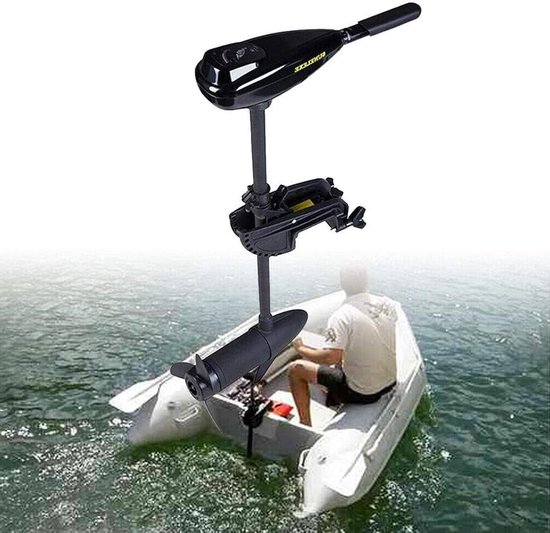 Elektrische buitenboordmotor - Sleepmotor boot - Rustig varen - Milieuvriendelijke aandrijving - 12 Volt - Zwart