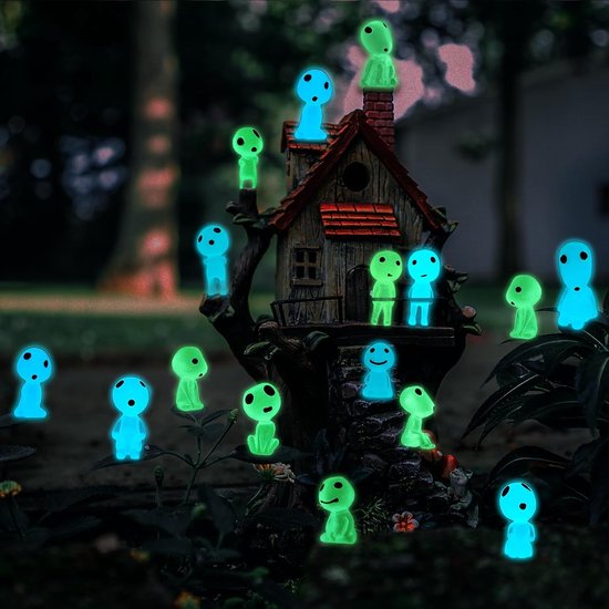 Elfen Figuren, set van 20 stuks Boom Elfen Prinses Mononoke, lichtgevende geestfiguren, Boom Elfen pop, lichtgevende tuindecoratie figuren Elfen, voor binnen buiten thuis tuin micro landschap