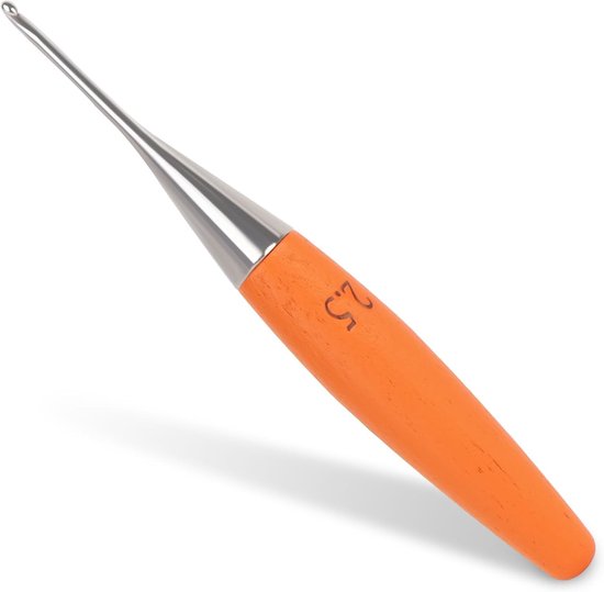 Ergonomische Haaknaald 2.5mm met Beukenhouten Handvat, Rvs Haaknaald voor Beginners, Kleurige en Stijlvolle Haaknaald voor Haken van Mutsen en Accessoires