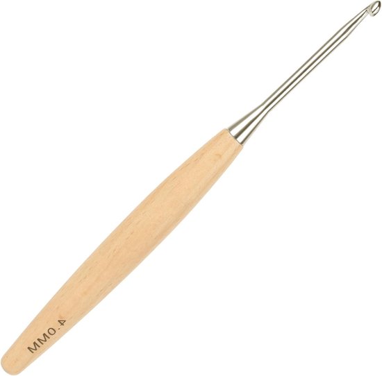 Ergonomische Haaknaald 4mm van Beukenhout, Lichtgewicht Metalen Haak met Houten Handvat, Ideaal voor Artrose en Comfortabel Haken van Merkloos